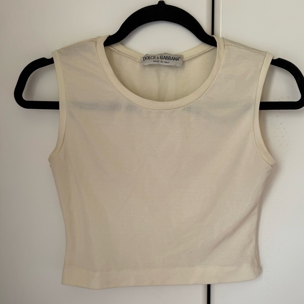 Dolce & Gabbana Cream Sleeveless Top
